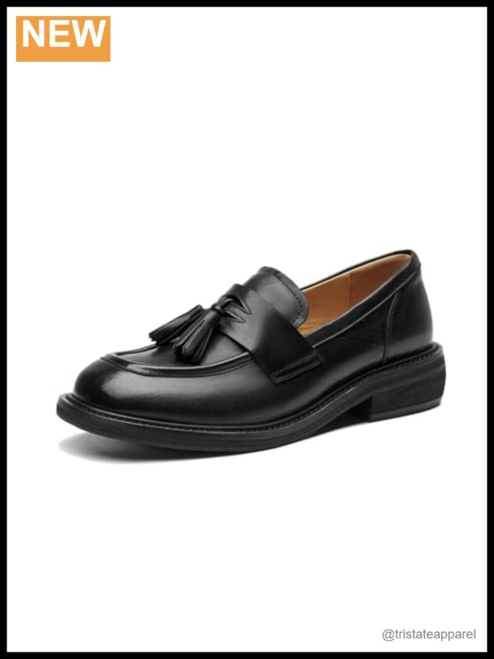 Penny Loafers Slip On Cow Leather Square Toe Chunky Tassel Business Casual